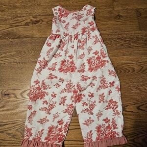 Charming Red Floral Kids Romper